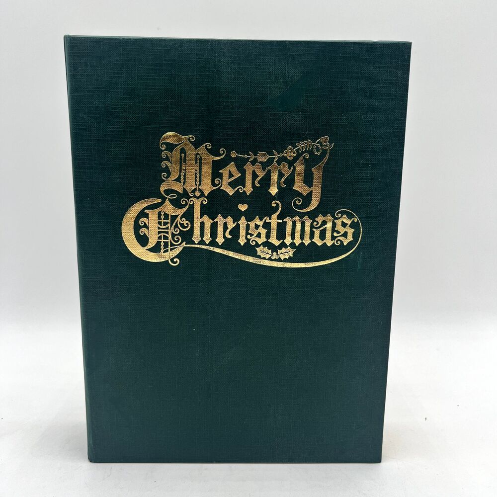 World Bazaar Merry Christmas 1997  Music & Motion Faux Holiday Book ~ Green
